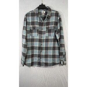 quicksilver flannel shirt Blue Plaid Long Sleeve Button Men's Regular Fit Large